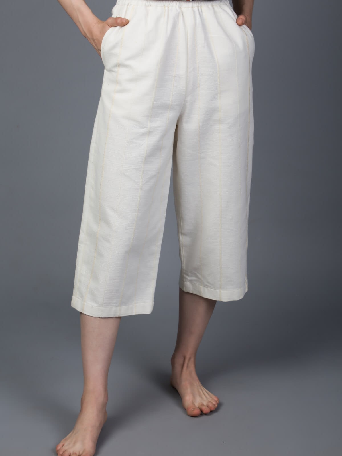 Wide Pants Stripe Yarn White – Shikari